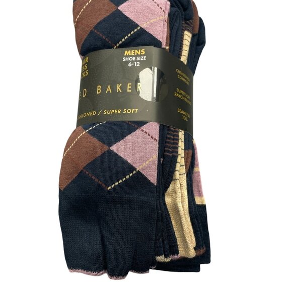 NEW Ted Baker 6 Pairs Men's Size 6-12  Dress Socks Cushioned Super Soft Multi - Picture 1 of 5